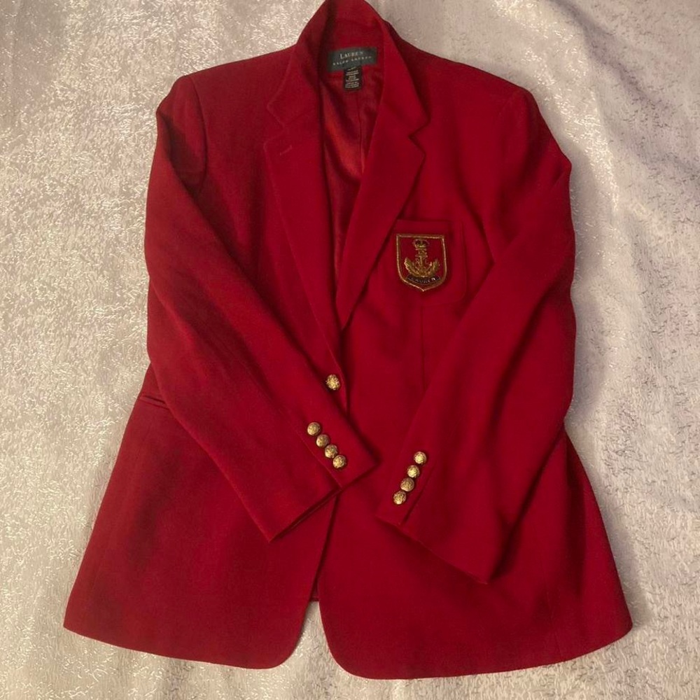 Ralph Lauren Red Wool Crest Blazer